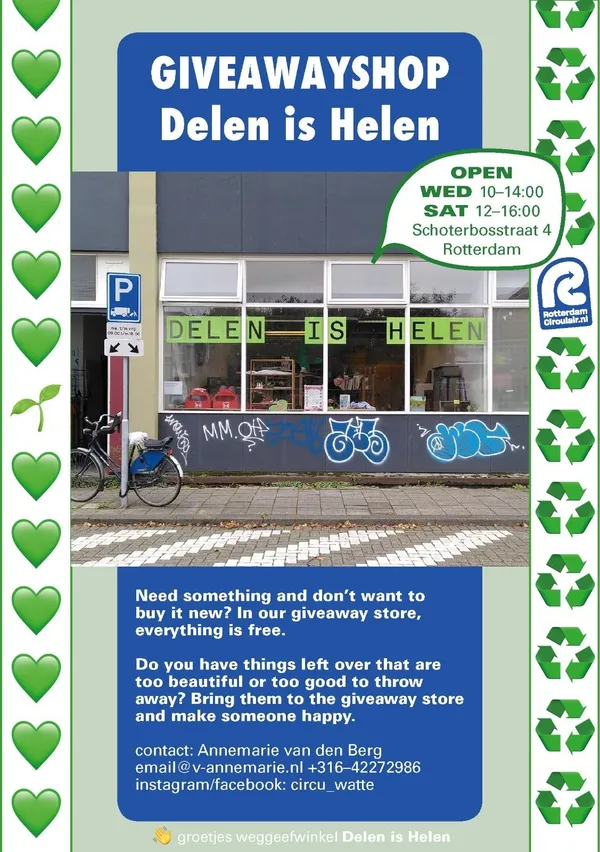 Giveaway shop 'Delen is Helen' - Open hours